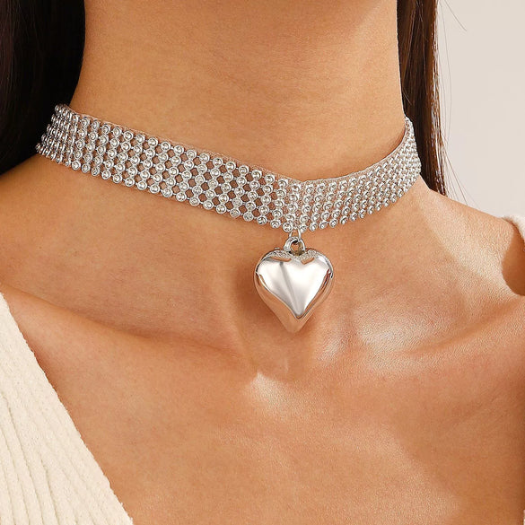 Wholesale Women's Alloy Pearl Necklace With Heart Shape And Electroplating Design