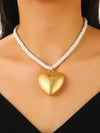 Wholesale Women's Alloy Pearl Necklace With Heart Shape And Electroplating Design