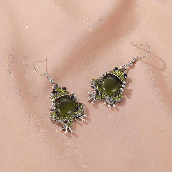 Wholesale Women's Alloy Pet Jewelry With Frog Pattern And Corn Chain Electroplated Earrings And Necklace