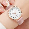 Wholesale Women's Alloy Pu Fashion Round Digital Luminous Pointer Quartz Watch With Onion Crown And Stainless Steel Pin Buckle