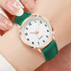 Wholesale Women's Alloy Pu Fashion Round Digital Luminous Pointer Quartz Watch With Onion Crown And Stainless Steel Pin Buckle