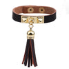 Wholesale Women's Alloy Real Leather Geometric Fan Tassel Rivet Electroplated Fashion Ol Bracelet