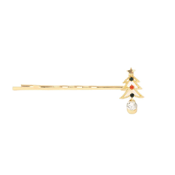 Wholesale Women's Alloy Rhinestone Christmas Tree Hairpin Jewelry Electroplated Exquisite Cute Simple Style
