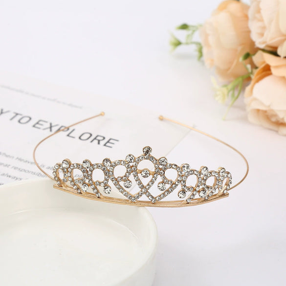 Wholesale Women's Alloy Rhinestone Crown Headwear With Electroplating For Wedding And Cake Decoration