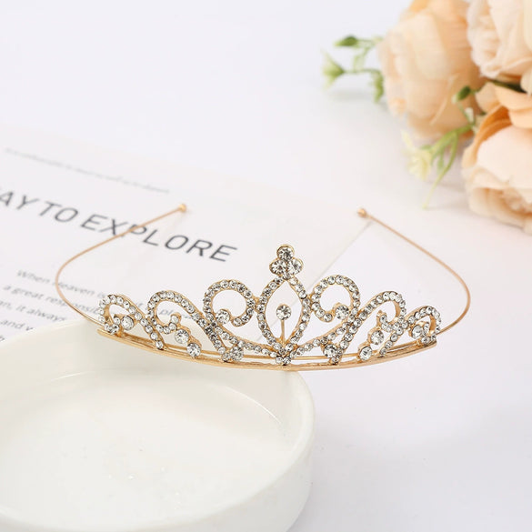 Wholesale Women's Alloy Rhinestone Crown Headwear With Electroplating For Wedding And Cake Decoration