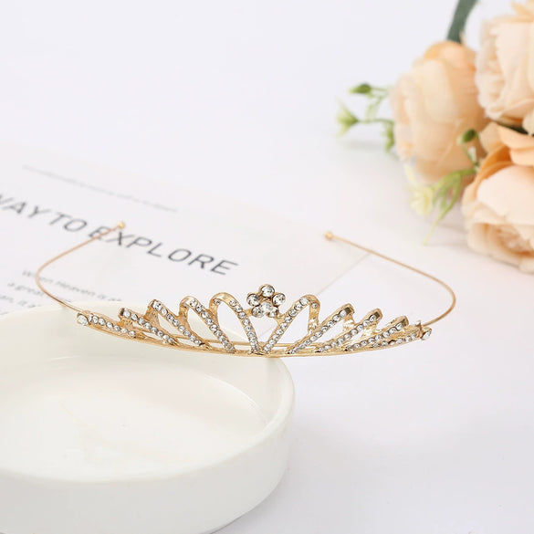 Wholesale Women's Alloy Rhinestone Crown Headwear With Electroplating For Wedding And Cake Decoration
