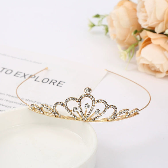 Wholesale Women's Alloy Rhinestone Crown Headwear With Electroplating For Wedding And Cake Decoration