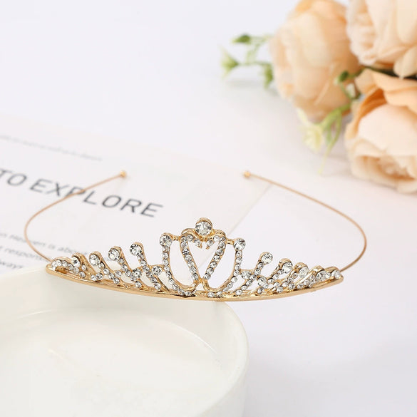 Wholesale Women's Alloy Rhinestone Crown Headwear With Electroplating For Wedding And Cake Decoration