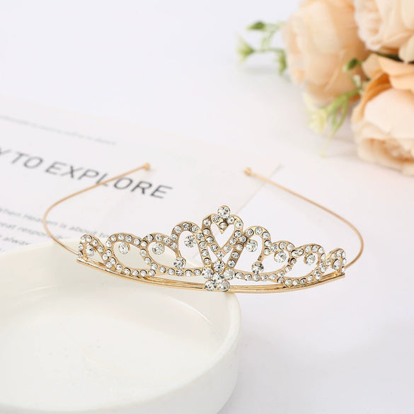 Wholesale Women's Alloy Rhinestone Crown Headwear With Electroplating For Wedding And Cake Decoration
