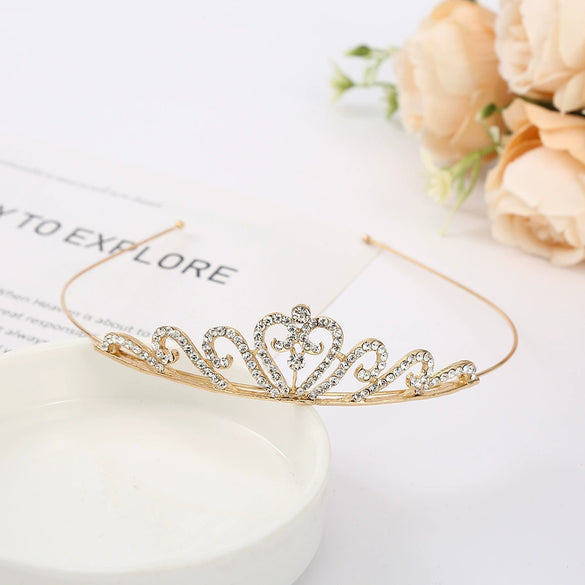 Wholesale Women's Alloy Rhinestone Crown Headwear With Electroplating For Wedding And Cake Decoration