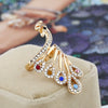 Wholesale Women's Alloy Ring With Diamond Peacock And Rhinestone Animal Pattern Jewelry