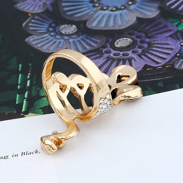 Wholesale Women's Alloy Ring With Diamond Peacock And Rhinestone Animal Pattern Jewelry