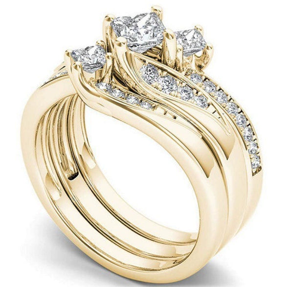 Wholesale Women's Alloy Ring With Flower Pattern And Electroplating Treatment Set With Diamond And Micro Zircon