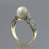Wholesale Women's Alloy Ring With Synthetic Pearl Inlaid In Geometric Design And Plated Gold Jewelry