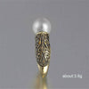 Wholesale Women's Alloy Ring With Synthetic Pearl Inlaid In Geometric Design And Plated Gold Jewelry