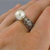 Wholesale Women's Alloy Ring With Synthetic Pearl Inlaid In Geometric Design And Plated Gold Jewelry