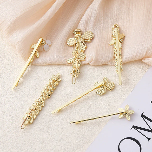 Wholesale Women's Alloy Side Clip With Electroplating Craft And Plants Flowers Style