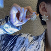 Wholesale Women's Alloy 925 Silver Electroplated Rhinestone Flower Earrings Light Luxury Niche Design