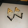 Wholesale Women's Alloy Silver Needle Geometric Earrings Set With Black Crystal High End Luxury Style