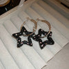 Wholesale Women's Alloy Silver Needle Geometric Earrings Set With Black Crystal High End Luxury Style