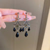 Wholesale Women's Alloy Silver Needle Geometric Earrings Set With Black Crystal High End Luxury Style