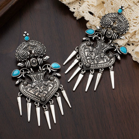 Wholesale Women's Alloy Stainless Steel Electroplated Flower Shape Long Tassel Earrings Accessories