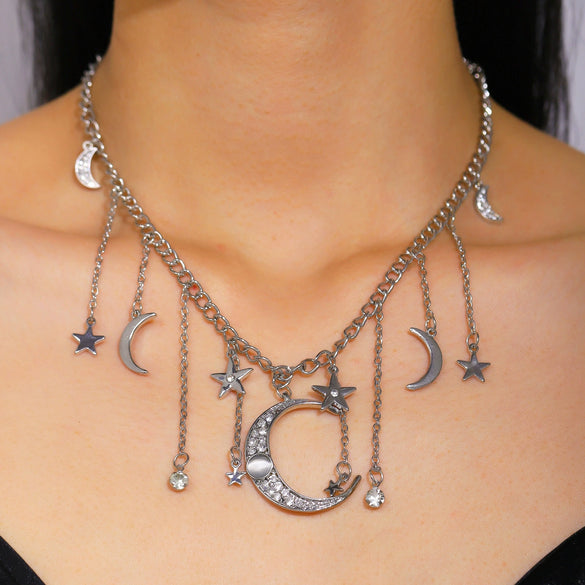 Wholesale Women's Alloy Star Moon Pendant Necklace With Electroplating And Regular Chain In Casual And Minimalist Style