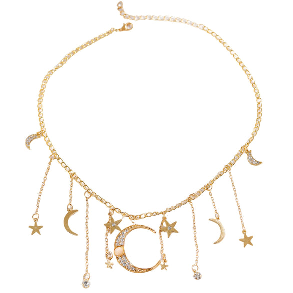 Wholesale Women's Alloy Star Moon Pendant Necklace With Electroplating And Regular Chain In Casual And Minimalist Style
