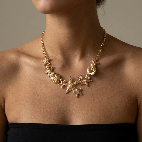 Wholesale Women's Alloy Star Shape Electroplated Necklace With Regular Chain Casual Minimalist Style