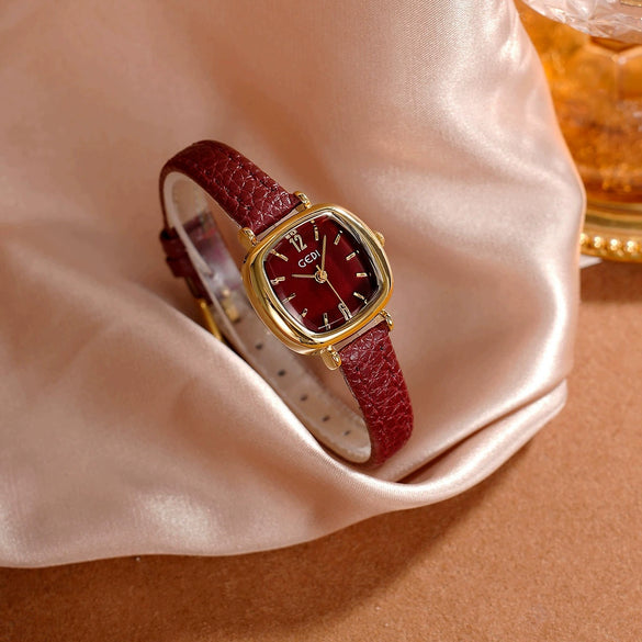 Wholesale Women's Alloy Super Fiber Strap Square Dial Quartz Watch In Retro Style