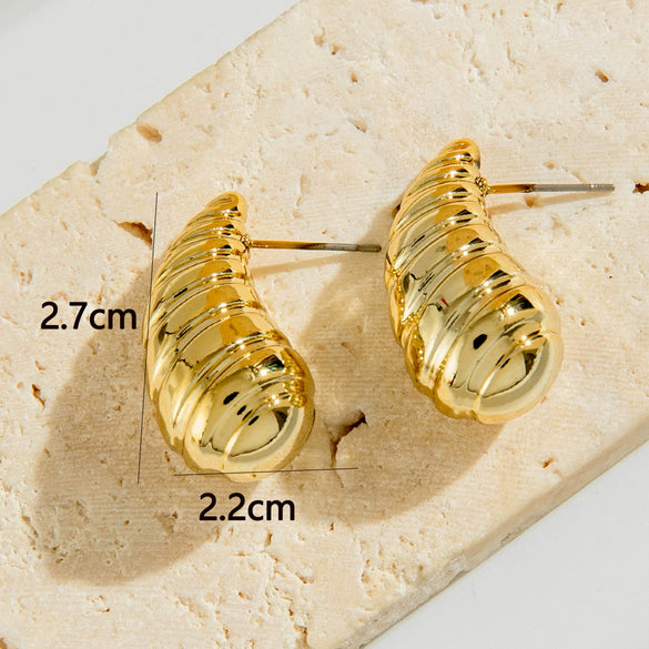 Wholesale Women's Alloy Water Drop C Shaped Geometric Earrings With Electroplating Treatment