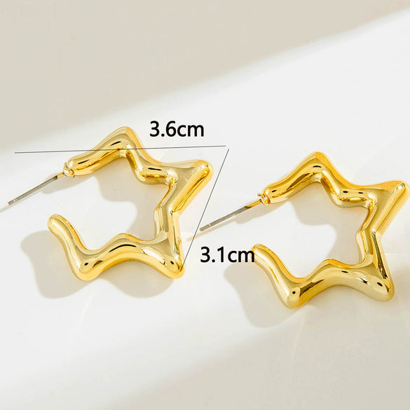 Wholesale Women's Alloy Water Drop C Shaped Geometric Earrings With Electroplating Treatment