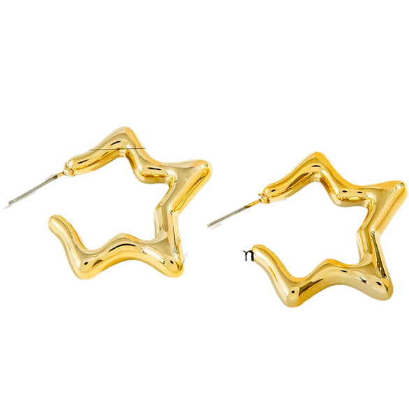 Wholesale Women's Alloy Water Drop C Shaped Geometric Earrings With Electroplating Treatment