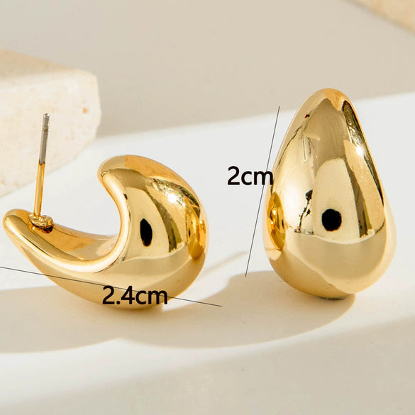 Wholesale Women's Alloy Water Drop C Shaped Geometric Earrings With Electroplating Treatment