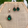Wholesale Women's Alloy Water Drops Pattern Electroplated Pearl Chain Clavicle Chain And Earrings Three Piece Set
