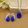 Wholesale Women's Alloy Water Drops Pattern Electroplated Pearl Chain Clavicle Chain And Earrings Three Piece Set