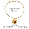 Wholesale Women's Ambercolored Geometric Stainless Steel Electroplated Gemstone Earrings And 18K Nonfading Necklace