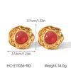 Wholesale Women's Ambercolored Geometric Stainless Steel Electroplated Gemstone Earrings And 18K Nonfading Necklace
