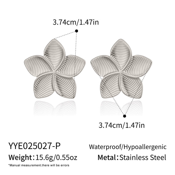 Wholesale Women's Ancient Style Flower Stainless Steel Earrings With Pvd Furnace Vacuum Real Gold Plating