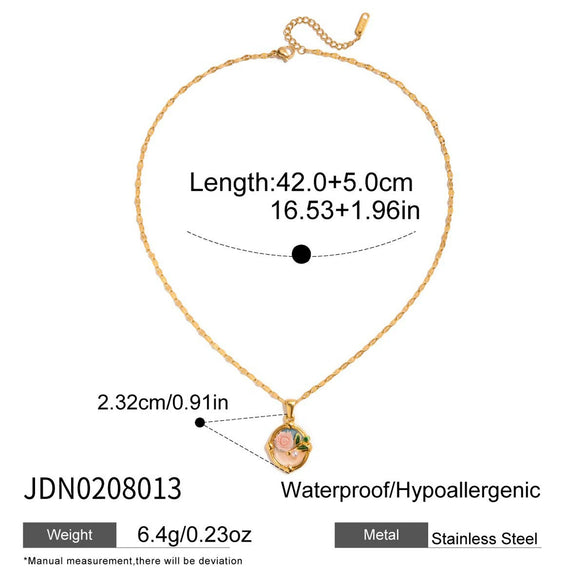 Wholesale Women's Ancient Style Geometric Pattern Stainless Steel Electroplated Round Necklace Jewelry