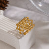 Wholesale Women's Ancient Style Geometric Stainless Steel Ring With Pvd Furnace Vacuum Real Gold Plating