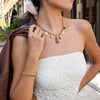 Wholesale Women's Ancient Style Geometric Tiger Eye Stone Stainless Steel Electroplated O Word Chain Necklace