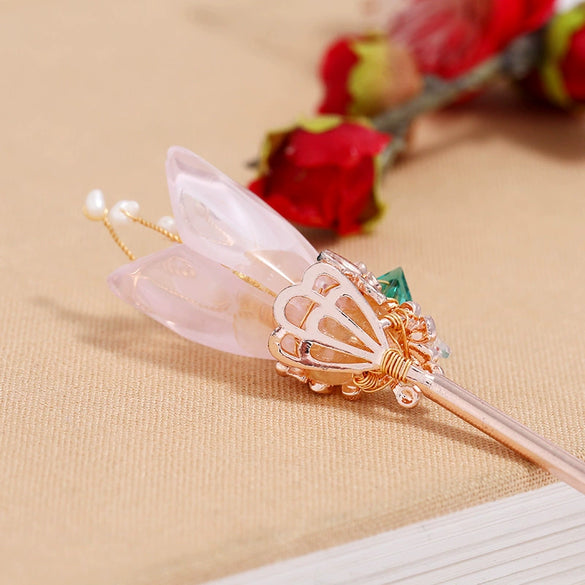 Wholesale Women's Ancient Style Retro Simple Plate Hairpin Hanfu Headdress Jewelry Metal Flower Pattern Electroplated