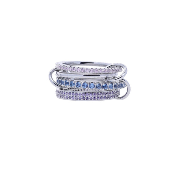 Wholesale Women's And Couple Style Hip Hop Multipiece Overlapping Zircon Ring Set With Diamonds Made Of Copper