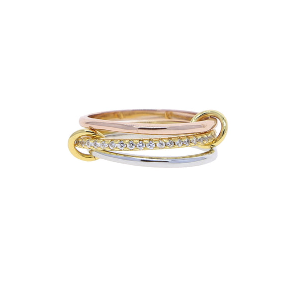 Wholesale Women's And Couple Style Hip Hop Multipiece Overlapping Zircon Ring Set With Diamonds Made Of Copper