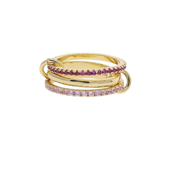 Wholesale Women's And Couple Style Hip Hop Multipiece Overlapping Zircon Ring Set With Diamonds Made Of Copper