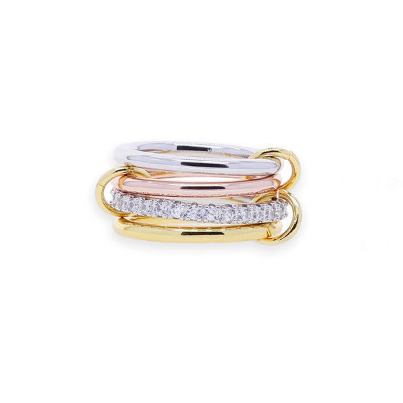 Wholesale Women's And Couple Style Hip Hop Multipiece Overlapping Zircon Ring Set With Diamonds Made Of Copper