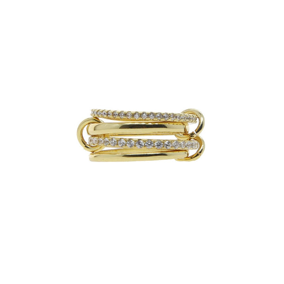 Wholesale Women's And Couple Style Hip Hop Multipiece Overlapping Zircon Ring Set With Diamonds Made Of Copper