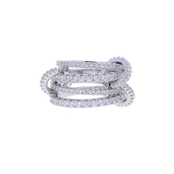 Wholesale Women's And Couple Style Hip Hop Multipiece Overlapping Zircon Ring Set With Diamonds Made Of Copper