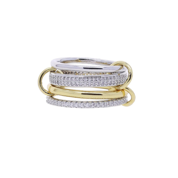Wholesale Women's And Couple Style Hip Hop Multipiece Overlapping Zircon Ring Set With Diamonds Made Of Copper